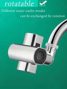 4 modos Aireador de grifo de cocina giratorio 360°, Cabezal de grifo multifunción con ahorro de agua con rociado de espuma/ducha/hoja/cascada, Cabezal de grifo universal para fregadero - plata - Ver 4