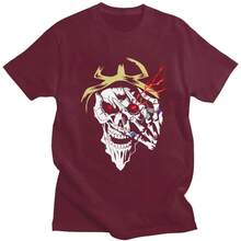 Custom Overlord Skull T Shirt For Men 100% Cotton Tshirt Casual Tee Skeleton Ainz Ooal Gown T-Shirt - màu đen - Xem 9