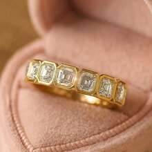 Nhẫn đôi hình tròn đan chéo hai tông màu thời trang, món quà trang sức ý nghĩa cho Ngày Valentine. - Màu vàng - Xem 7