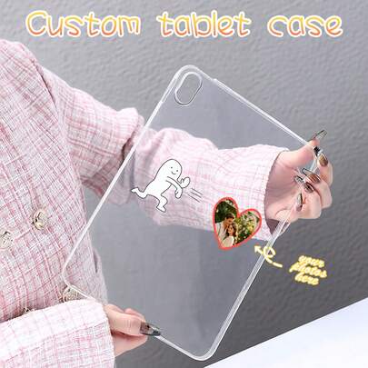 1pc DIY Customizable Transparent Tablet Case - Upload Your Photos, Cute Cartoon + Personalized Design, Shockproof Clear Shell For IPad Pro/Air/Mini, Stylish Protective Cover For Photo Lovers