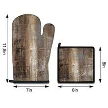 MCALK - Juego de 5 manoplas de horno y soportes para ollas guantes de horno de color café oscuro y almohadillas para orejas calientes para cocina de cocina arte abstracto moderno y con manoplas para horno es funcional y decorativo - Marrn - Ver 7