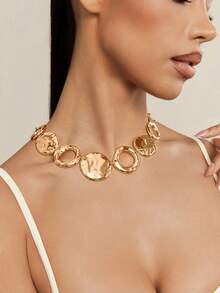 Altistry 1 件欧式时尚夸张简约几何项链 - 金黃色 - 查看 2