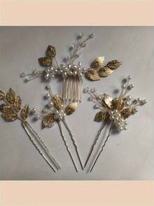Handmade Beaded Hair Comb In Natural Style, Faux Pearl U-Shaped Hair Clip, Suitable For Wedding Dress Accessories, Photo Shooting And Studio Headpieces,Festival,Birthday - Multicolor - View 8