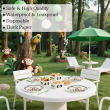 50 piezas de platos de papel para fiesta de fútbol de 7 pulgadas, suministros desechables para fiesta de cumpleaños de fútbol, platos para pasteles y postres para decoración temática de - Bosque - Ver 4