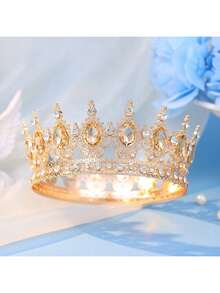 1 pieza Diadema decorativa de lujo con diseño de corona de strass para damas, corona real, accesorio elegante para novia, decoración para eventos, fiestas y festivales - Multicolor - Ver 18