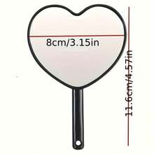 1pc Mini Heart-Shaped Makeup Mirror With Handle, Plastic Handheld High Definition Mirror With Makeup Hole, Portable Plastic Hanging Makeup Mirror - Multicolor - View 4