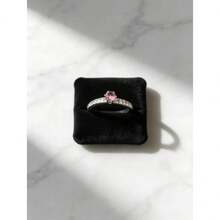 Stainless Steel Silver Solitaire/Stacking Ring With Colored Zirconia Stone, 4mm, For Graduation Or Debutante Parties. - 紫色 - 查看 5