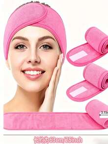 3pcs Elastic Waist Headbands, Suitable For Facial Cleansing, Makeup, Makeup Removal, Travel, Fits All Skin Types,Festival,Party - Multicolor - View 3
