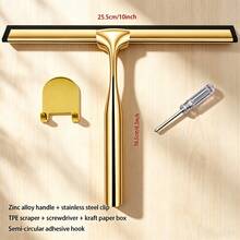1pc Gold Bathroom Squeegee, Shower Scraper Brush, Mirror Squeegee, Window Scraper, Cleaning Tool, Convenient & Practical With Hook, Bathroom Cleaning Accessory, Essential Cleaning Tool For Autumn/Winter - Multicolor - View 21