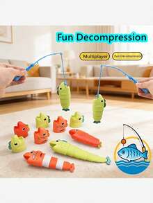 2-Player Fishing Toy, Telescopic Fish Shaped Toy, Parent-Child Interactive Party Game, Educational Early Learning Board Game Puzzle Toy Suitable For Boys And Girls, Great Birthday Gift And Classroom Prize - Multicolor - View 5