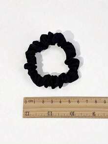 10/12个装黑色丝绸缎面发圈，柔软时尚丝绸发圈，发饰，马尾辫发圈，发绳，橡皮筋发圈 - 黑色 - 查看 5