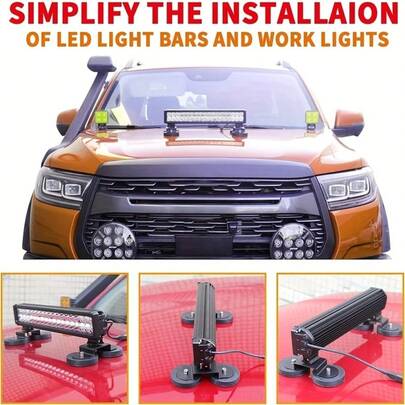 2 Stücke universelle magnetische LED-Lichtleiste Halterungen, starke magnetische Dachmontagen, LED-Lichtleiste Upgrade Halterungen, aus Eisen gefertigt, mit Gummiauflagen, schwer belastbar, kratzfest, starke magnetische Basis, geeignet für SUVs, Lkw, Traktoren, ATVs, einfach zu installierende Upgrade-Zubehörteile, gummibeschichtete starke magnetische Basis, zerstörungsfreie Dachmontage