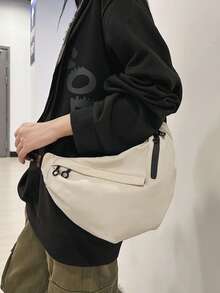 1 chiếc, 36cm*5cm*18cm, Túi đeo ngực thường ngày, Túi đôi, Túi đeo vai thời trang, Dung tích lớn, Chất liệu nylon, Màu đen, trắng, Túi đeo chéo nhiều lớp, Túi đeo chéo - Nhiều màu - Xem 4