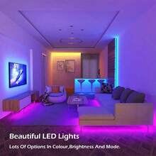 39英寸-1574英寸室内装饰照明RGB LED灯带，44键遥控器，可变色可调光，带自粘背胶。适用于房间、家居和派对场所的LED灯带装饰。 - Multi-color light - 查看 9