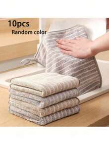 1/5/10Pack Thickened Kitchen Cleaning Cloths/Rags, Random Colors, Bamboo Fiber Material, High Absorbency, Lint-Free, Oilresistant, 9.8 Inch*9.8 Inch, Suitable For Kitchen, Bathroom, Home, Restaurant, Outdoor Cleaning, Household Supplies - Multicolor - View 13