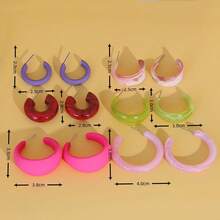 6-18对彩色亚克力C形耳环套装，女士款 - 夏季饰品，轻盈低敏 - 彩色 - 查看 7