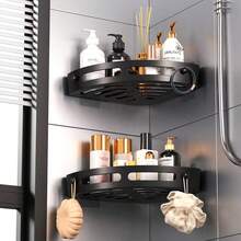 Triangle Corner Shelf - Wall Mounted Bathroom Shampoo, Shower Gel And Cosmetics Storage Rack, Plastic Bathroom Organizer, Indoor Shower Rack, Shower Wall Shelf, Kitchen Bathroom Storage Box, Shower Basket, Space-Saving Triangle Corner Rack - Easy Installation, Anti-Slip Design, Bathroom Accessories - Multicolor - View 5