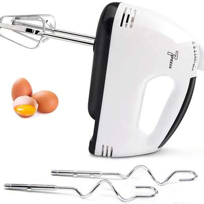 Manovix 7-Speed 150W Electric Hand Mixer With 2 Stainless Steel Attachments (Dough Hook, Beater, Whisk), Powerful Motor, Dual Beaters, Eject Button, Upright Design, Compact & Stylish, Suitable For Baking Cakes, Whipping, Kneading, Ideal For Daily Home Use And Holiday Gifts, High-Value Small Kitchen Appliance