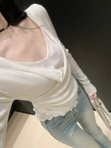 YEAE 女款復古藍色高腰修身彈性喇叭牛仔褲 休閒秋季款 - 淺色水洗藍 - 查看 3
