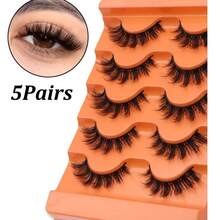 5 Pairs D Curl False Eyelashes 5D Fluffy Russian Volume Large Curl Mink-Like False Eyelashes - Black - View 2