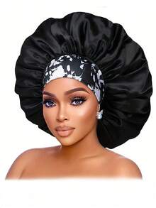 Awegeo Mũ ngủ kiểu bonnet in họa tiết dành cho nữ, có dây buộc, mũ giữ ấm tóc in nơ, mũ ngủ thoải mái và giản dị. - C - Xem 15
