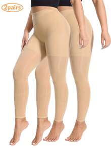 2 双女士薄款半透明七分紧身裤，女士 8-15mmHg 梯度压力七分塑形打底裤，高腰设计塑造腿部优美线条，柔软高弹防刮亲肤面料连裤袜。 - 彩色 - 查看 21