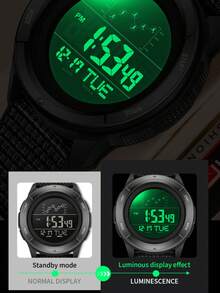 SANDA Digital Watch, Men's Nylon Strap, Digital Display, Multi-Function Alarm, Student Watch, Waterproof, Military Sport, LED Watch - one-size - View 6