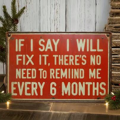 1 件复古木质标牌 - “我说修好就不用提醒我” - 车库标牌，适合男士专属空间、办公室、酒吧、工作室装饰 - 送给爸爸、丈夫、DIY 爱好者的趣味机械师礼物 - 易于悬挂，已预钻孔