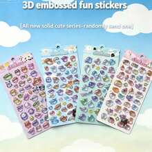 1pc New 3D Embossed Square Sticker, Waterproof Transparent Crystal Decorative Sticker Suitable For DIY Crafts And Daily Use - One Size Random - View 8