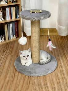 小型猫抓板，垂直设计防止碎屑掉落，尺寸小巧，方便猫咪自娱自乐，采用耐用剑麻绳制成，猫咪攀爬柱保护幼猫爪子，适合小型公寓，包含球和羽毛玩具，是送给小猫的理想礼物。 - 均碼 - 查看 9