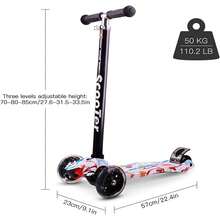 Scooters para Niños, Patinete para Niños, Scooter Patinete De 3 Ruedas Con Luces LED, Patín del, Patinete de Altura Ajustable para Exteriores, Patinete Infantil Juguete Regalo Para Niños Niñas 3-12 Años - Vistoso - Ver 11