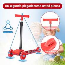 Scooters para niños, Regalos Divertidos para Navidad y cumpleaños, Scooters de Tres Ruedas Altamente Ajustables,Cubierta Antideslizante Inclinada para dirigir y Extender - Rojo - Ver 7
