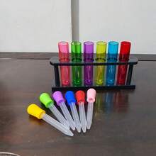 1 Set de Kit de Experimentos Científicos Coloridos, Herramientas Educativas Divertidas para Experimentos, Set de Experimentos Multicolor que Incluye Tubos de Ensayo, Vasos de Precipitados, Cuentagotas y Tazas Medidoras, Suministros Agradables para Experimentos Científicos en el Hogar y el Aula, Adecuado para Educación Familiar, Actividades en el Aula y Entusiastas de la Ciencia, Experimentos Interactivos y Divertidos - Serie de experimentos de color - Ver 12