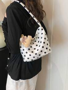 (Excluding Pendant Accessories) 1pc Fashionable Polka Dot Niche Shoulder Bag, Casual Handbag New Design For Women - Multicolor - View 6
