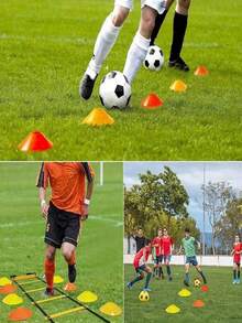 1 Set Outdoor Agility Ladder Training Kit, Includes Football Training Equipment: Agility Ladder, Resistance Bands, Marker Discs, High Jump Rope And Storage Bag - (Set 1) 1 Agility Ladder + 20 Marker Discs - View 5