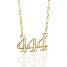 1pc European And American Fashion Style Cubic Zirconia Personalized Design Number 111-999 Angel Pendant Necklace For Women - Yellow Gold - View 22
