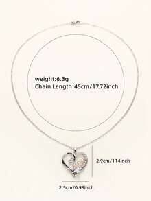 1pc Elegant Cubic Zirconia Heart Shaped Pendant Necklace, Suitable For Women, Great For Mother's Day Gift, Anniversary Party Jewelry - 1# - View 10