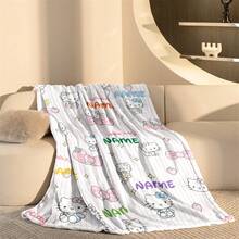 SANRIO 1pc Kuromi Theme Pattern Flannel Blanket, Customizable Name, Style - Suitable For All Seasons, Soft, Perfect For Sofa And Outdoor - Ideal Birthday And Holiday Gift For Family And Friends - Multicolor - View 8