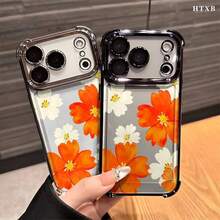 オレンジフラワー  17 16 15 14 13 12 Pro XS Plus Max対応 四隅電気メッキエアバッグ耐衝撃性スマホケース スタイリッシュでなデザイン 複数の色が利用可能 クラシックな保護するカバー - オレンジ - チェックする 9