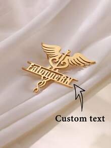 1pc Customized Name Badge Pin, Featuring Caduceus And Stethoscope Design, Made Of Stainless Steel. Simple And Elegant Gift, Suitable For Doctors And Nurses To Wear On Thanksgiving And Christmas - Multicolor - View 1