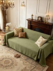 1pc Bohemian Style Reversible Cotton Sofa Cover, Minimalist One-Piece Sofa Slipcover - A - View 4