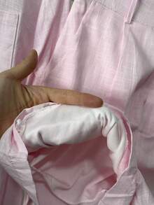 Linen Shirt And Shorts Set (2 Pieces) - Light Pink With Pockets - View 2