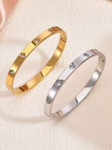 Vòng tay hình cỏ ba lá may mắn bằng thép không gỉ mạ vàng 18K đính đá Zirconia, món quà thanh lịch dành tặng người yêu nhân ngày Valentine hoặc Ngày của Mẹ. - Kiểu 2 - Xem 7