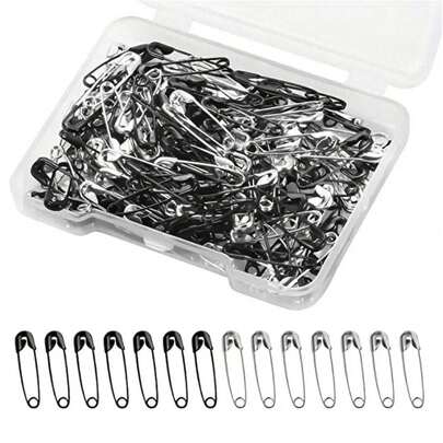 120pcs/Box Mini Black & White Stainless Steel Safety Pins, Suitable For DIY Clothing & Craft Accessories, Dress Decor, Shirt, Jacket, Jewelry, Christmas, Halloween Costume Pins, Cute & Fun, Great Teacher Gift Gifts For Mother, Father, Graduation, And Teacher