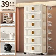 Magnetic Closure Multi-Function Plastic Storage Box, Rectangular, Waterproof, Double-Door Design, Foldable Wardrobe, Suitable For Living Room Snacks, Student Books, Toys, With Wheels - Multicolor - View 12