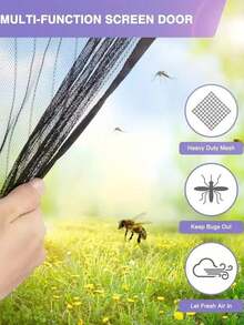 1/2pcs Magnetic Mesh Screen Door, Automatic Closing Fly Barrier With Hook And Loop, No Drilling Needed, Mosquito Proof For Home, Bedroom, Balcony - Japan a Type Plug(100V) - View 9