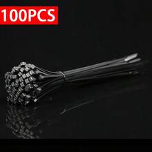 100 unidades/Vários tamanhos, abraçadeiras de nylon pretas industriais com travamento automático de alta resistência, abraçadeiras de plástico com travamento automático, abraçadeiras para agrupamento de cabos, abraçadeiras de nylon com travamento automático, abraçadeiras, abraçadeiras de vedação multiuso, alta resistência, não quebram facilmente, classificação de fios - 100 peças pretas - Ver 3