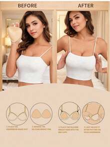 Double-Sided Adhesive Nipple Covers, Waterproof Adhesive Bra Cups, Uplift Adhesive Nipple Pasties, Suitable For Bra Lining, Breast Enhancement Products - Skin Tone 1 Pair - View 8
