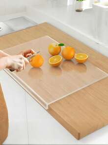 1pc Acrylic Cutting Board, Countertop Cutting Board, Transparent Cutting Board, For Kitchen Countertop Protection, Kitchen Supplies, Kitchen Accessories, Kitchen Essentials, Apartment Essentials. Transparent Acrylic Cutting Board - Reinforced Durable, Stain-Resistant, Mold-Resistant, Suitable For Home, Kitchen And Restaurant, Easy To Wash, Non-Slip Acrylic Kitchen Countertop Protection Mat, Can Be Used For Cutting Vegetables, Fruits - Clear - View 2