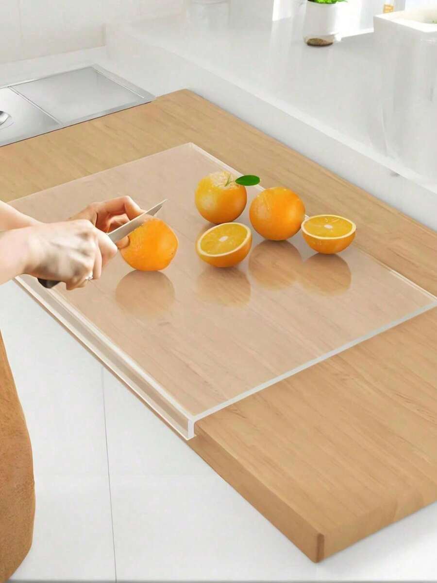 1pc Acrylic Cutting Board, Countertop Cutting Board, Transparent Cutting Board, For Kitchen Countertop Protection, Kitchen Supplies, Kitchen Accessories, Kitchen Essentials, Apartment Essentials. Transparent Acrylic Cutting Board - Reinforced Durable, Stain-Resistant, Mold-Resistant, Suitable For Home, Kitchen And Restaurant, Easy To Wash, Non-Slip Acrylic Kitchen Countertop Protection Mat, Can Be Used For Cutting Vegetables, Fruits